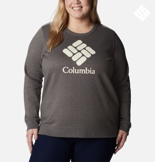 Columbia Trek Graphic Crew Gensere Dame Mørke Grå | Plus Size 03279N